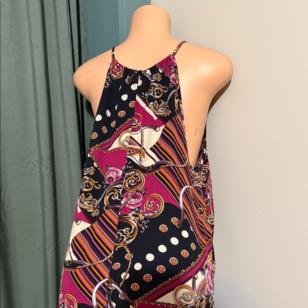 Elegant Black and Pink Patterned Maxi Dress - Picture 4 of 5